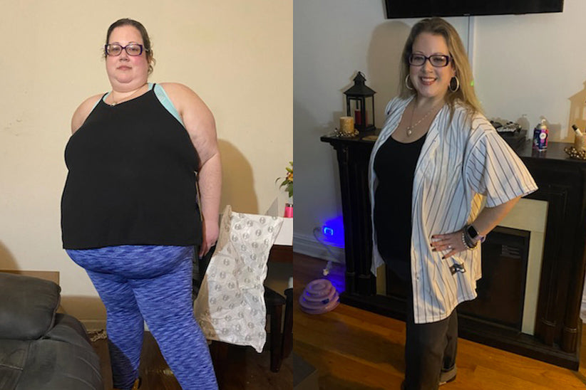 Before and after picture of Becky