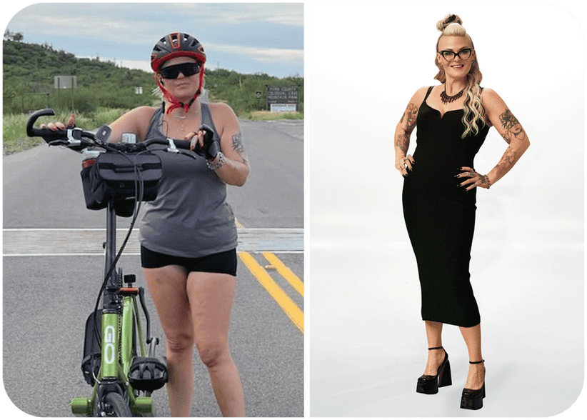 Before and after picture of Amanda