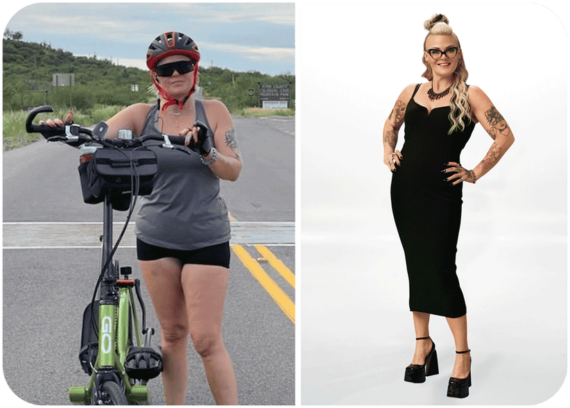 Before and after picture of Amanda