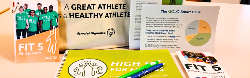 A table displaying the items in the giveaway bags, including Special Olympics-branded items and the GOLO Smart Card.