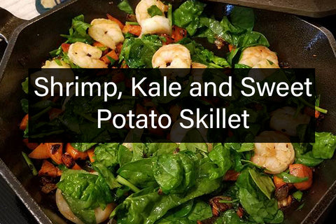 Shrim, Kale and Sweet Potato Skillet