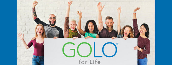 GOLO customers holding sign with logo