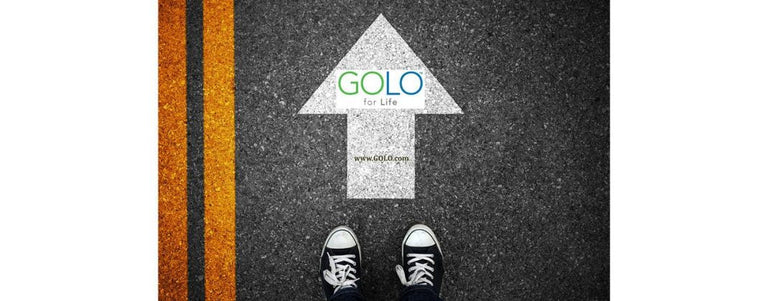 Feet walking towards arrow with GOLO logo