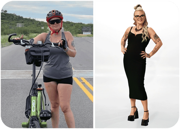 Before and after picture of Amanda