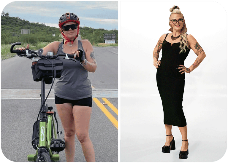 Before and after picture of Amanda