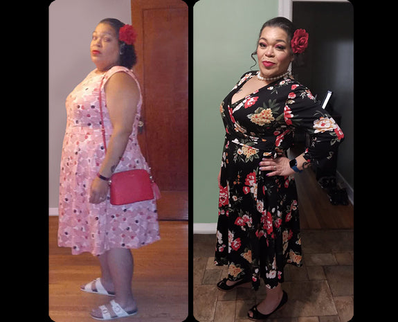 Before and after picture of Araceli St. John