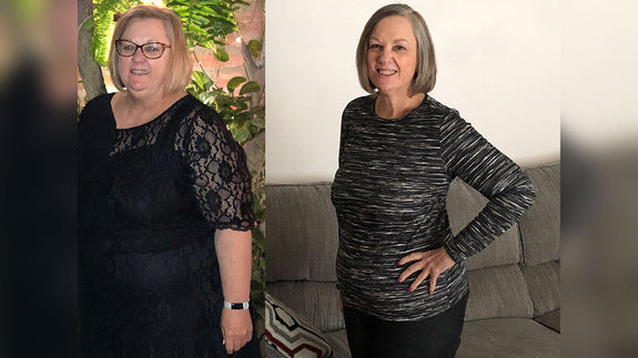 Before and after picture of Kathy
