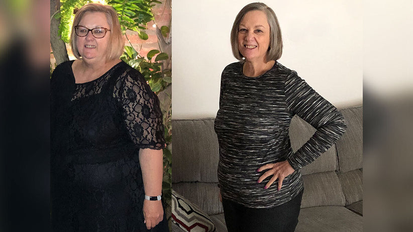 Before and after picture of Kathy