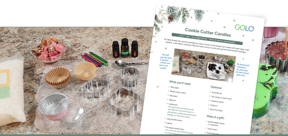 Cookie Cutter Candle instructions on a counter top next to items you need to create them. 