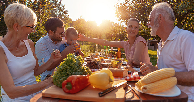 Family eating outside together