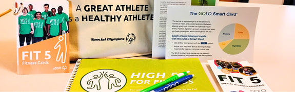 A table displaying the items in the giveaway bags, including Special Olympics-branded items and the GOLO Smart Card.