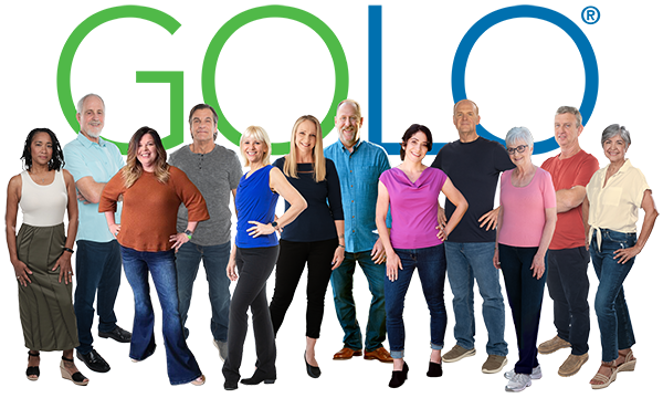 People who lost weight with GOLO in front of the GOLO logo