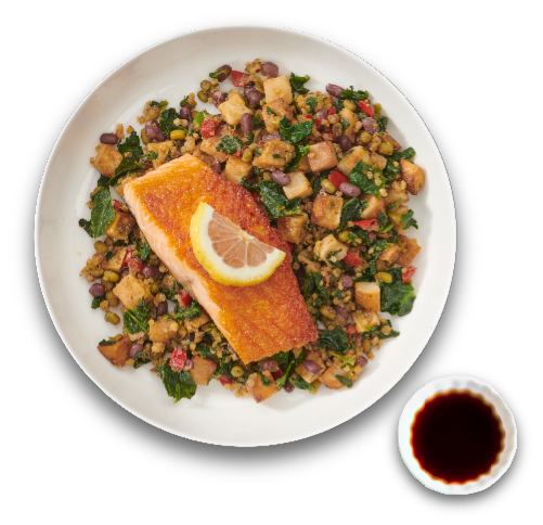 Bowl of GOLO Foods with Salmon on top