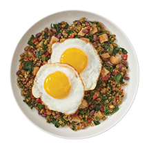 Bowl of GOLO Foods with eggs on top