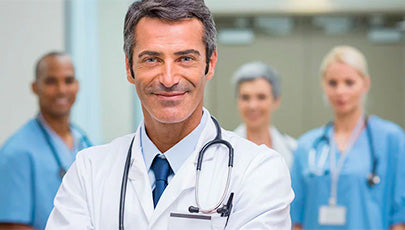 Doctor in front of other doctors