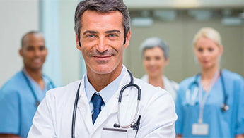 Doctor in front of other doctors
